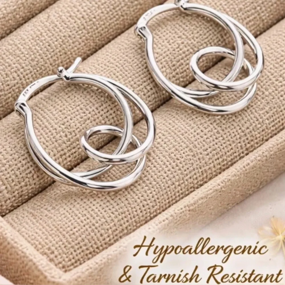Silver Twist Loop Lightweight Earrings